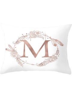 Buy M Letters Printed Throw Pillow Cover White 30 X 50cm in UAE