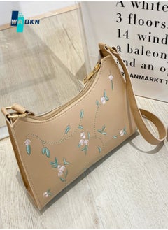 Buy Women's Sweet and Fresh Embroidered Shoulder Bag, Ladies Casual Versatile Armpit Bag Crossbody Bag Sling Bag Side Bag, PU Leather Carrying Bag Handbag for Girls College Students and Teenagers in UAE