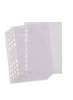 Buy A4 Transparent file 100 Pcs Clear Plastic Folder Punched Pockets for Filing Paper & Documents (60 mic) in UAE