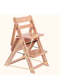 اشتري Adjustable Wooden High Chair Baby Folding Dining Chair with Removable Tray Solution for Babies and Toddlers Dining Highchair 1-12 Years Old في الامارات