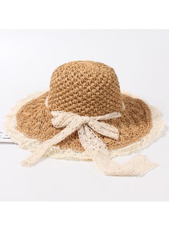 Buy New Fashionable and Elegant Straw Hat with Bow Tie Straw Hat in UAE