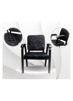 Buy Italian fixed waiting chair with slatted armrest ( black) in Egypt