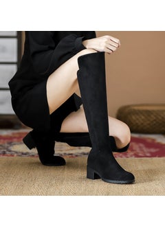 Buy Knee-High Boots Women Autumn Winter FashionBlack fleece-lined 2828 5cm Black fleece-lined 2828 5cm in UAE