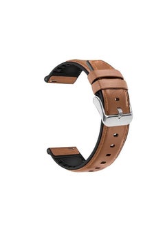 اشتري Leather - Silicone Hybrid Watch Bands - 20mm For Galaxy Watch 4 44mm 40mm / 4 Classic 46mm 42mm Camel في مصر