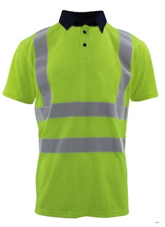 Buy High Visibility T Shirt Reflective Stripes Short Sleeve Work Shirt for Construction Safety T Shirts Green in UAE