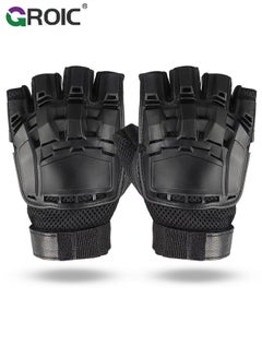 اشتري Cycling Gloves for Men, Motorcycle Gloves Half-Finger Tactical Gloves with Finger Impact Protective & Palm Padded & Hard Shield for Motorcycle Cycling Training Shooting Hunting Hiking Camping Climbing في السعودية