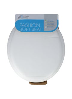 Buy Cushioned Standard Soft Toilet Seat White 15.5 x 14.5 Inch 1501 in Saudi Arabia