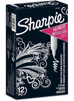 Buy Sharpie Metallic Permanent Markers | Fine Point | Silver | 12 Count in UAE