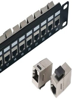 Buy 24 Ports 1U Patch Panel  With CAT6 RJ45 Shielded Keystone Jack in UAE