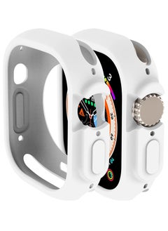 Buy Compatible with Apple Watch Ultra 49 mm case All-Round Shockproof TPU Silicone Protective Cover Bumper Shock-Absorbing Scratch-Resistant Protective case for Apple Watch Ultra 49 mm White in Egypt