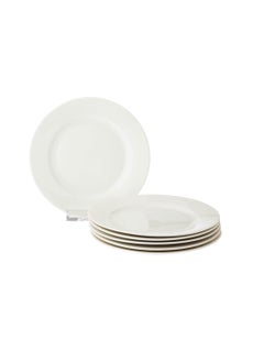 Buy 6 flat white porcelain plates for buffet and multi use size 16 cm in Saudi Arabia