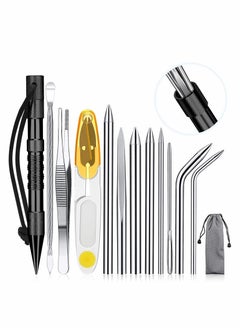 Buy Paracord FID Set Stainless Steel Knotter Tools Marlinspike Stitching Lacing Needles and Smoothing Tool for Leather or Work (Black) in UAE