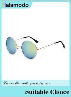 Buy Retro Round Sunglasses Anti-uv Color Reflective Sunglasses Prince Mirrors Bride and Groom Glasses in Saudi Arabia