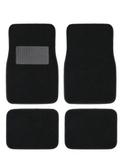 اشتري Car Floor Mat 4-piece Set Carpet Universal Floor Mat Complete Set Car Floor Mat Four Seasons Universal Foot Mat Suitable for Cars, SUVs, Trucks Interior Mat with Safety Heel Mat - Black في السعودية