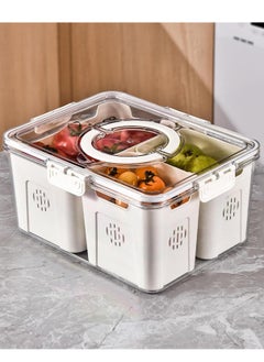 Buy Portable Fresh Produce Saver, Kitchen Food Storage Box, Refrigerator Storage Cabinet, Fruit Organizer Bins, Egg Fruit Storage Containers for Fridge with Lids Handle, 3 Removable Colanders in Saudi Arabia