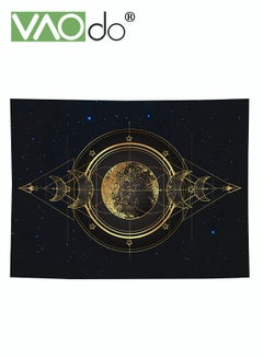 Buy Sun and Moon Tapestry Short Fluff Home Decoration Hemming Design High Color Fastness Wall Hanging Blanket 150*130CM Black in Saudi Arabia
