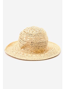 Buy Women Textured Paper Hat, Beige in Saudi Arabia