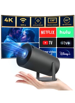 Buy Mini Projector with WIFI and Bluetooth 1080P Smart Projector Built-in Android TV 11.0, 10000 Lumen, Auto Keystone 4K Supported, 180 Degree Rotation, 40"-130" Screen Video Projector in UAE