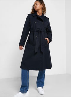 Buy Double Breasted Belt Detail Coat in UAE