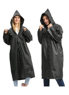 Buy 2PCS Raincoat Rain Poncho for Adults, EVA Rain Poncho for Women and Men Reusable Raincoat Jacket Packable for Family Fishing/Travel/Emergency/ with Hood and Elastic Sleeving in Saudi Arabia