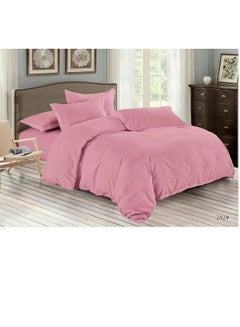 Buy 6-Piece King Size Duvet Cover Set Cotton Blend Pink 220x240cm in UAE