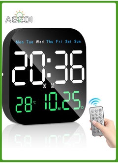 Buy Digital Wall Clock, LED Digital Clock with Remote Control for Living Room Decoration, Week, Date, Temperature in 3 Colors, Auto Brightness, Standing and Hanging in Saudi Arabia