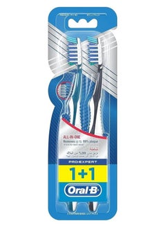 Buy Pro-Expert All-In-One, Medium Manual Toothbrush, Pack of 2 - Multi-Colored in Egypt