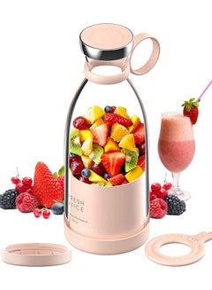Buy Portable Mini Fast Blender 380ml Juicer Cup with Wireless Charging 4 Blades for Smoothie Milkshake Juice Baby Food (Pink) in Saudi Arabia