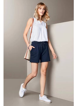 Buy Women Regular Fit Drawstring Shorts, Navy in Saudi Arabia