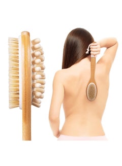 Buy Bath Body Brush Long Handle Back SPA Clean Natural Bristle Shower Brushes Improves Blood Circulation Exfoliates Skin Health Wet Or Dry Scrubber Yellow in Saudi Arabia