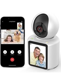 Buy Two-Way Video and Audio Camera with 2.8-Inch 1080p HD Screen One-Touch Call to Cell Phone Night Vision Motion Detection for Baby Elderly and Pet Home Monitor White in UAE