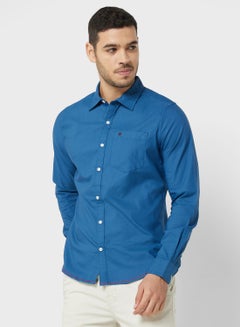 Buy Men Blue Slim Fit Casual Shirt in UAE