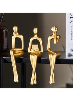 اشتري Gold Statue Home Decorations for Living Room,Shelf Decor Modern Bookshelf Decor Figurines Desk Sculpture Table Decor 3 Piece في الامارات