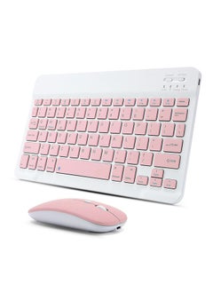 Buy Ultra-Slim Bluetooth Keyboard & Mouse Combo Rechargeable Portable Wireless Keyboard Mouse Set for Android Tablet iPhone iPad Computer PC Laptop- Pink in UAE