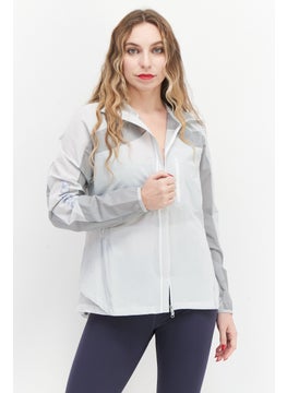 Buy Women Sportswear Fit Long Sleeve Running Jacket, Light Grey in UAE