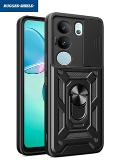 Buy VIVO V29 5G Case, VIVO V29 Case with Slide Camera Cover, Military Grade Heavy Duty Shockproof Phone Case Cover with Ring Kickstand for VIVO V29 5G, Black in UAE