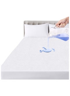 اشتري Waterproof Mattress Protector Super King Size High Absorption Microfiber+TPU Pad Cover for Pets Kids Adults Deep Pocket Style 100% Waterproof Mattress Protector Super King 200x200cm White في الامارات