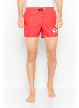 اشتري Men Embroidered Logo Swimwear Shorts, Red في الامارات