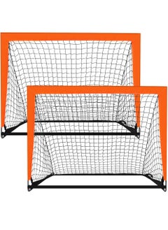 Buy 2 Pack Portable Soccer Goals with Carry Bag for Backyard, Indoor and Outdoor Pop Up Football Goals for Toddler Youth Adults-Orange in Saudi Arabia