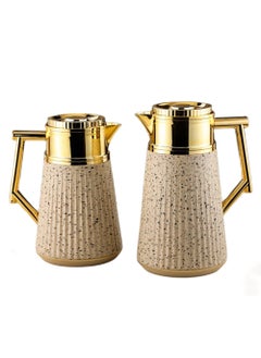 Buy Royal Camel Thermos Set Of 2 Pieces For Coffee And Tea  Golden/Light Brown Granite 1 Liter And 0.5 Liter in Saudi Arabia