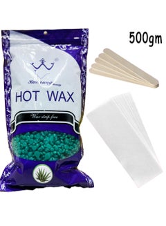 Buy High Quality Hair Removal Hot Wax Beans Aloe vera 500gm With 10 pcs Wax Paper And 10 pcs Wax Sticks in Saudi Arabia