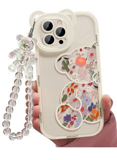 Buy Compatible with iPhone 14 Pro Max Case, Cute Flowers Bear Camera Protector Clear Case Cover with Lovely Strap Bracelet Chain Girls Women Case for iPhone 14 Pro Max in Saudi Arabia