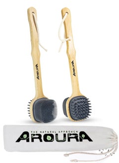 Buy Shower Soft Silicone Long Handle Back Brush, 2 in 1 Bath and Shampoo Brush, Back Scrubber Body Exfoliator for Wet or Dry Brushing, for Body Men and Women, BPA Free, Non-Slip in UAE