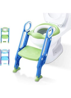 اشتري Baby Adjustable Toilet,Potty Training Toilet Seat with Step Stool Ladder for Boys and Girls Baby Toddler,Toilet Training Seat with Soft Padded Seat Safe Handles and Non-Slip Wide Steps في السعودية