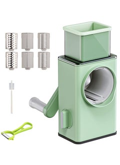 Buy Rotary Vegetable Cutter + Cheese Grater - Vegetable Shredder Round Mandoline Slicer, Grater, Salad Maker - Large Feed Port - Suction Base - Vegetable, Fruit, Cookie, OREO, Nuts in UAE