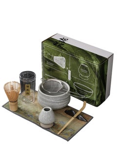 Buy Japanese Matcha Tea Set, 7Pcs Matcha Whisk Set with Matcha Bowl, Matcha Bamboo Whisk, Scoop, Whisk Holder, Stainless Steel Tea Sifter, Tea Making Kit in UAE