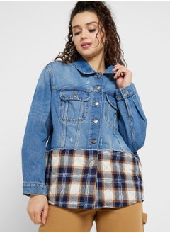 Buy Checked Denim Jacket in UAE