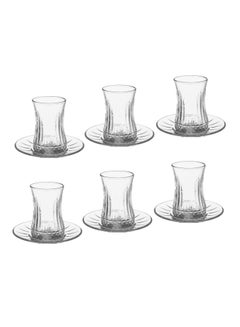 Buy Alicia Glass Tea Cup Set 6 Cups + 6 Saucers in Saudi Arabia