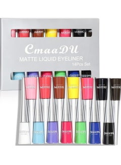 Buy 14 Colors Matte Waterproof Long Lasting Liquid Eyeliner Kit Rainbow Colors in Saudi Arabia