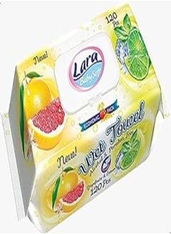 Buy Lara Baby Soft Wet Wipes with Lemon Scent - 120 Pieces in Egypt